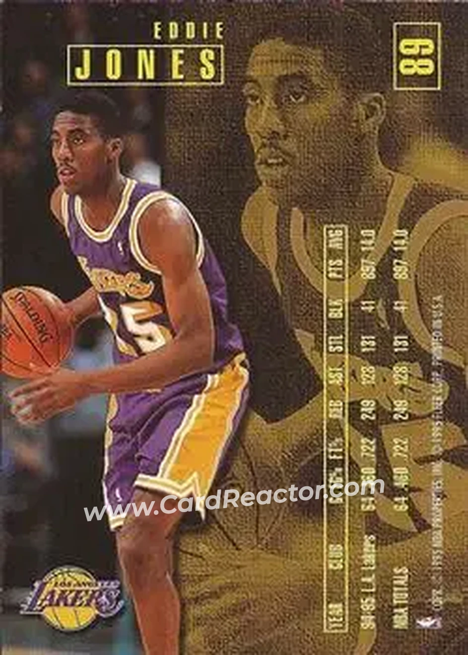 1995-96 Fleer #89 - Eddie Jones - Los Angeles Lakers - Back