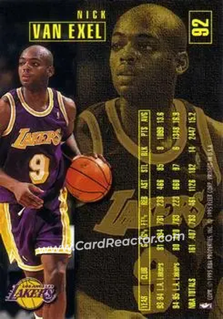 1995-96 Fleer #92 - Nick Van Exel - Los Angeles Lakers - Back