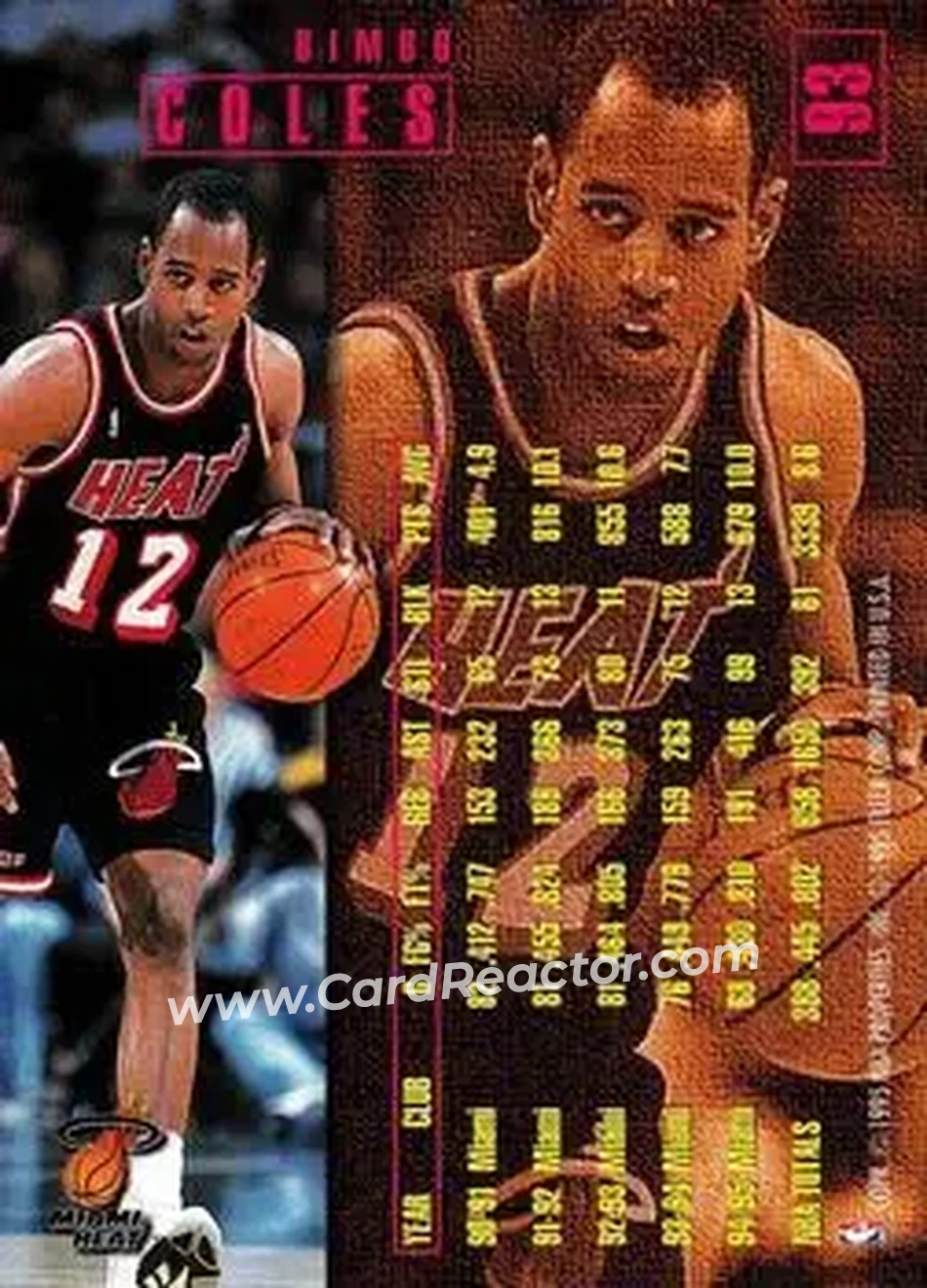 1995-96 Fleer #93 - Bimbo Coles - Miami Heat - Back
