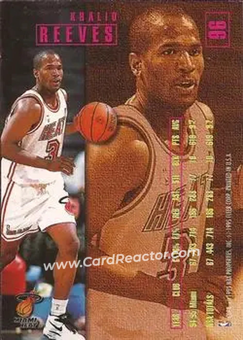 1995-96 Fleer #96 - Khalid Reeves - Miami Heat - Back