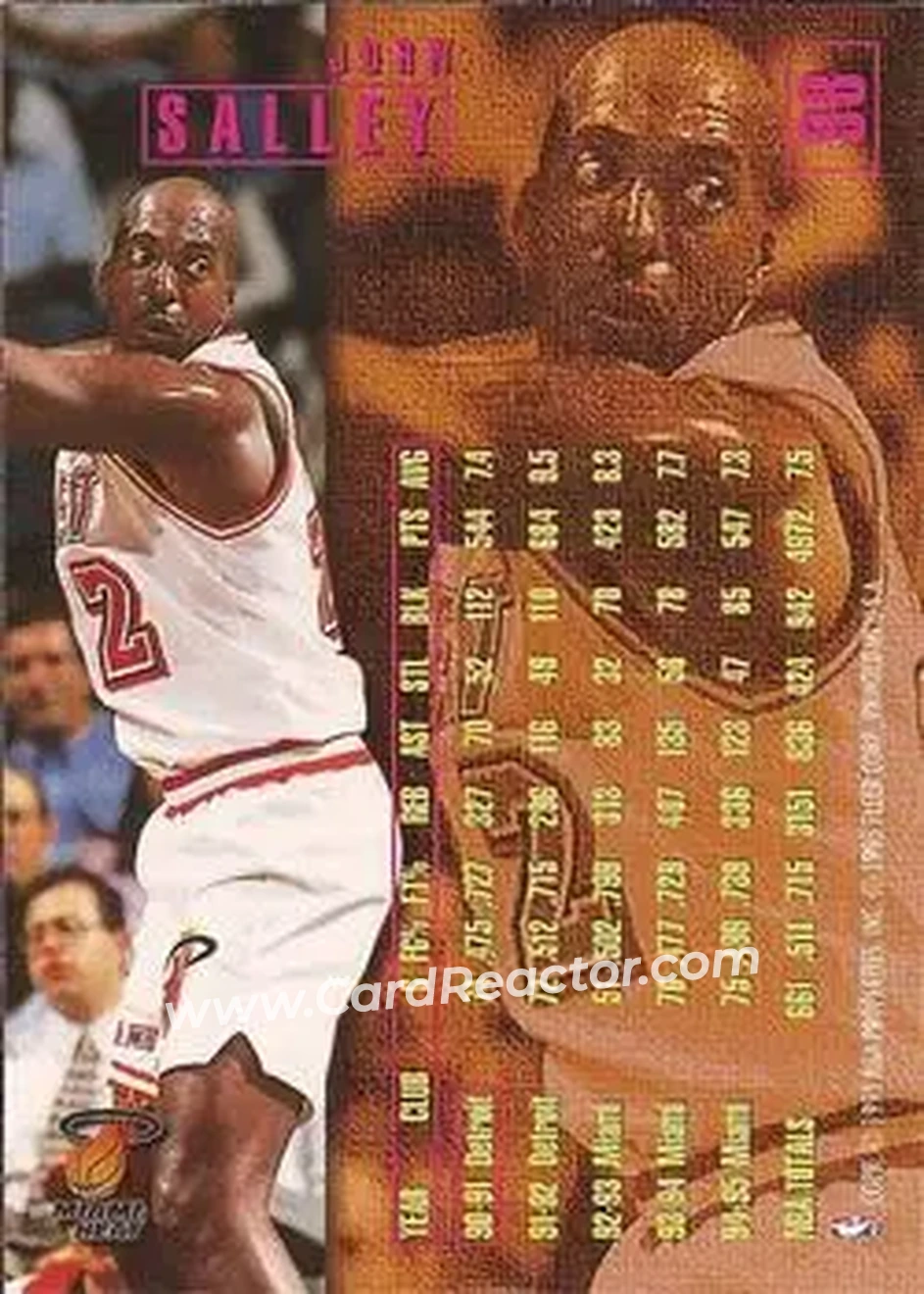1995-96 Fleer #98 - John Salley - Miami Heat - Back