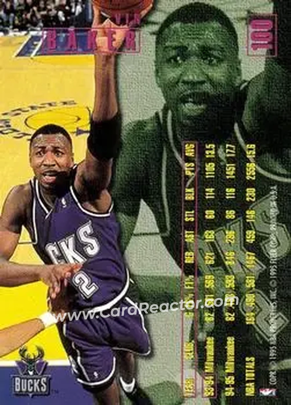 1995-96 Fleer #100 - Vin Baker - Milwaukee Bucks - Back