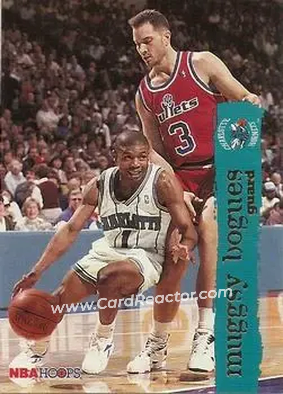 1995-96 Hoops #14 - Muggsy Bogues - Charlotte Hornets - Front
