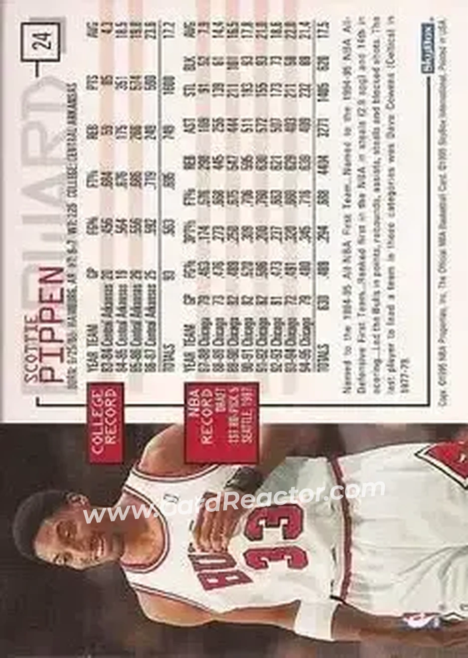 1995-96 Hoops #24 - Scottie Pippen - Chicago Bulls - Back