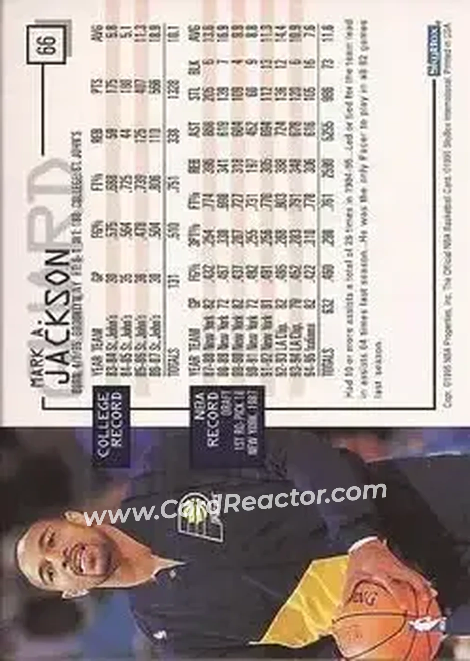 1995-96 Hoops #66 - Mark Jackson - Indiana Pacers - Back
