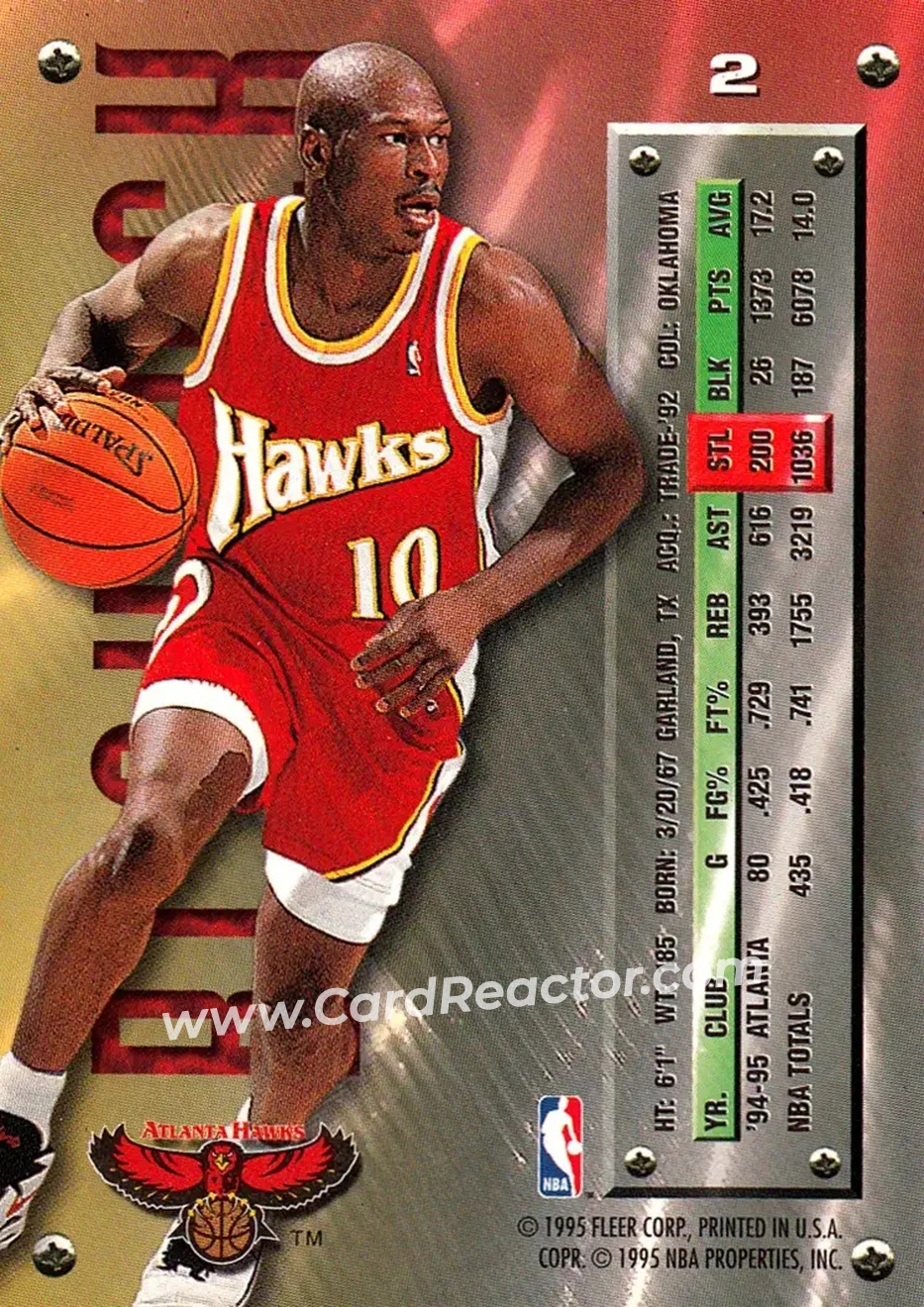 1995-96 Metal #2 - Mookie Blaylock - Atlanta Hawks - Back