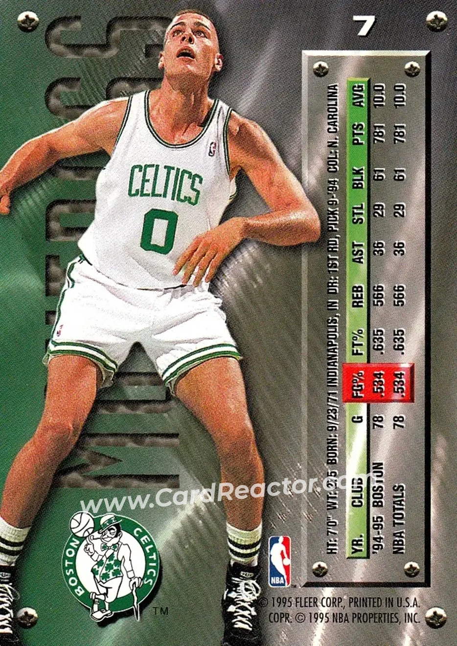 1995-96 Metal #7 - Eric Montross - Boston Celtics - Back