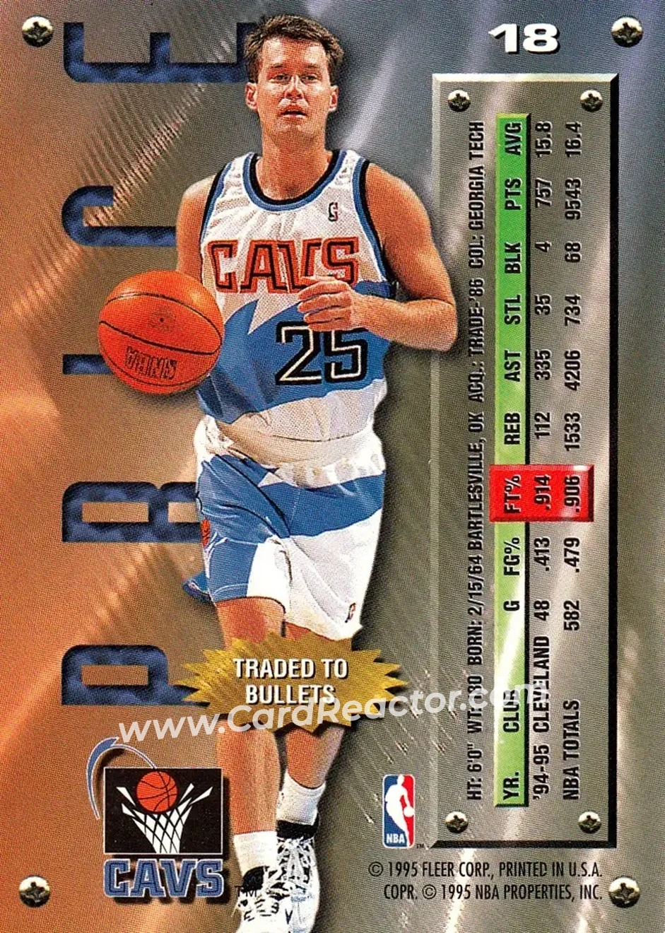 1995-96 Metal #18 - Mark Price - Back