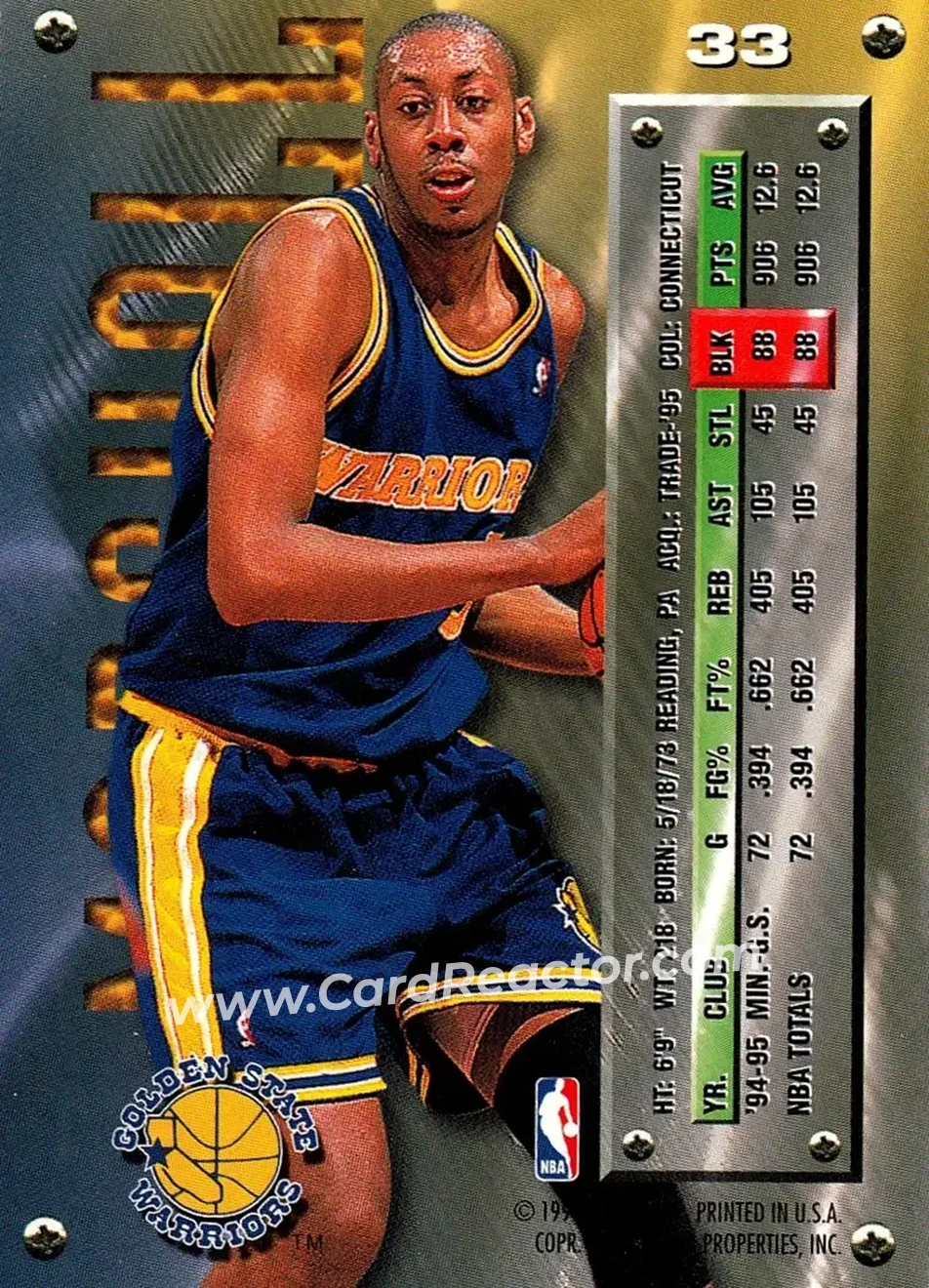 1995-96 Metal #33 - Donyell Marshall - Golden State Warriors - Back