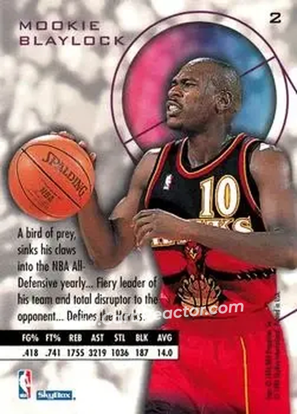 1995-96 SkyBox E-XL #2 - Mookie Blaylock - Atlanta Hawks - Back