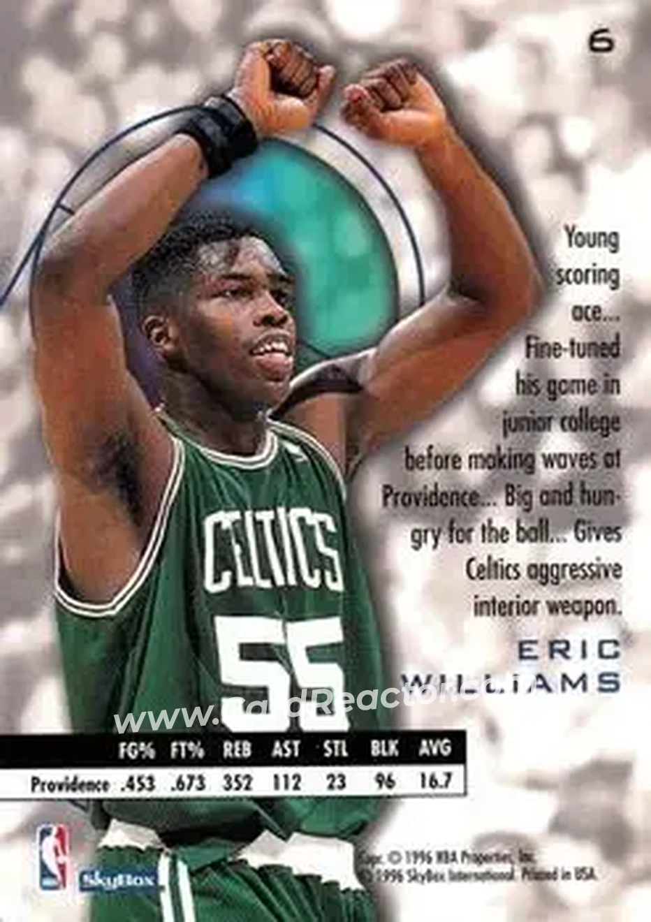 1995-96 SkyBox E-XL #6 - Eric Williams - Boston Celtics - Back