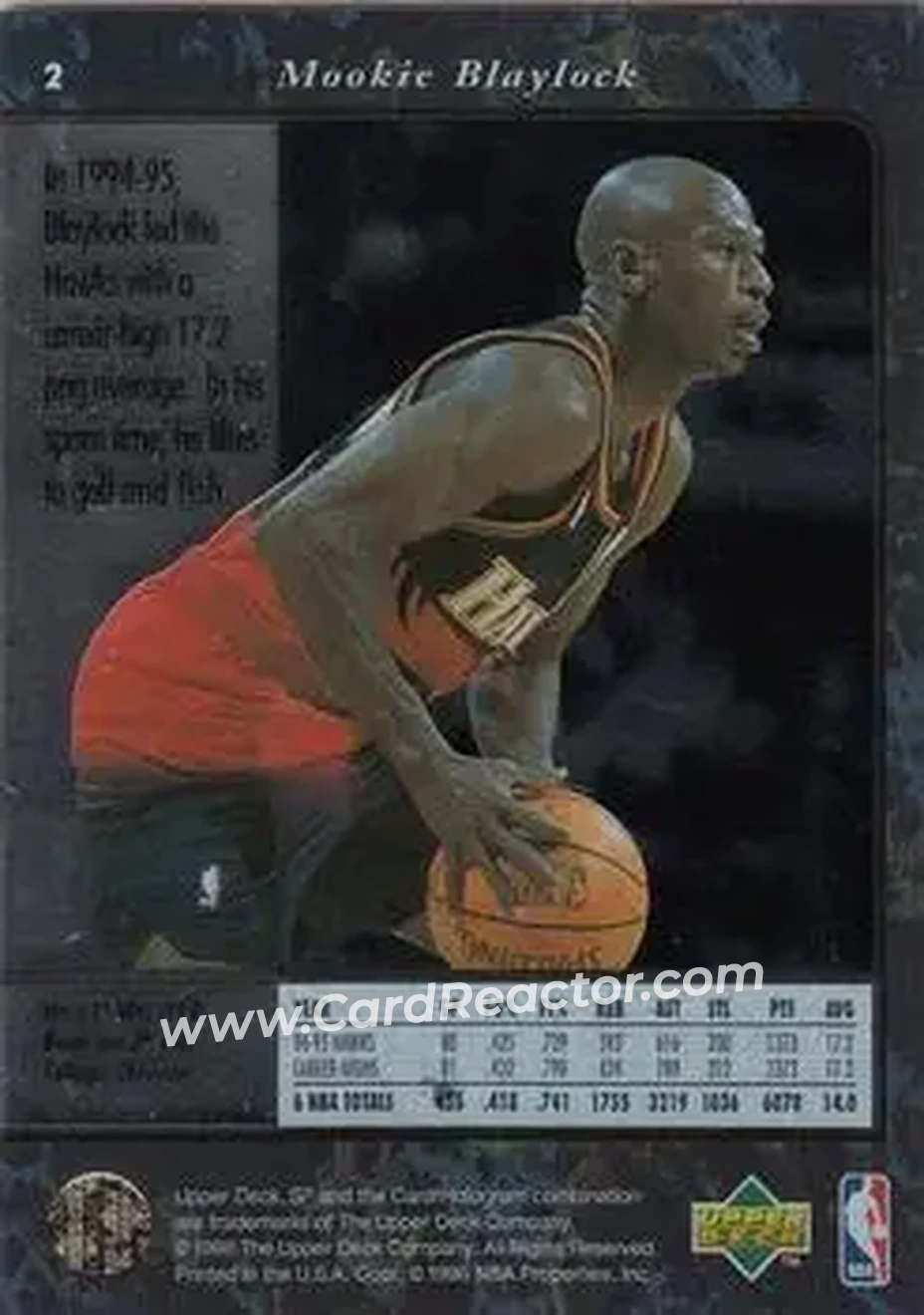1995-96 SP #2 - Mookie Blaylock - Atlanta Hawks - Back