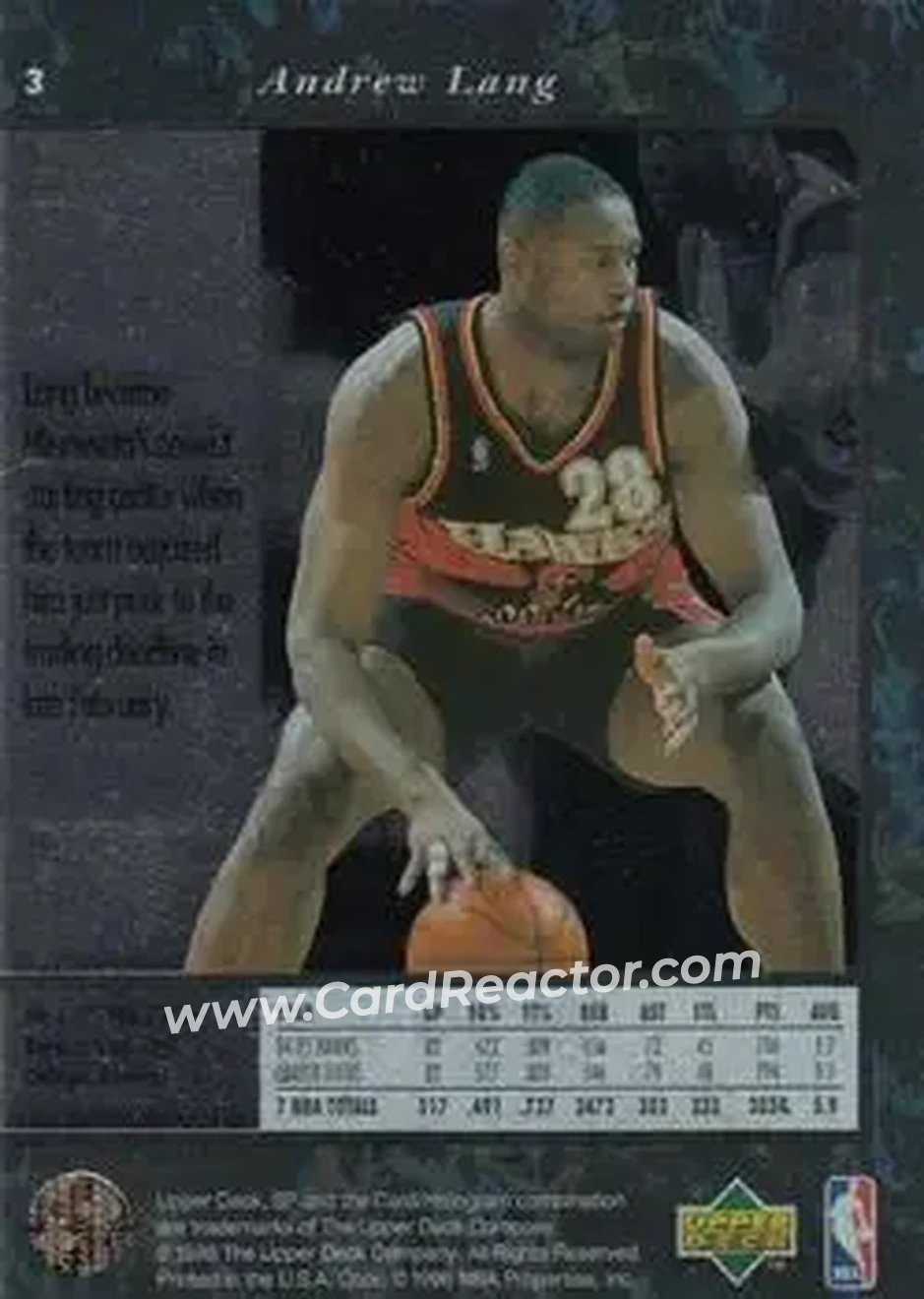 1995-96 SP #3 - Andrew Lang - Minnesota Timberwolves - Back