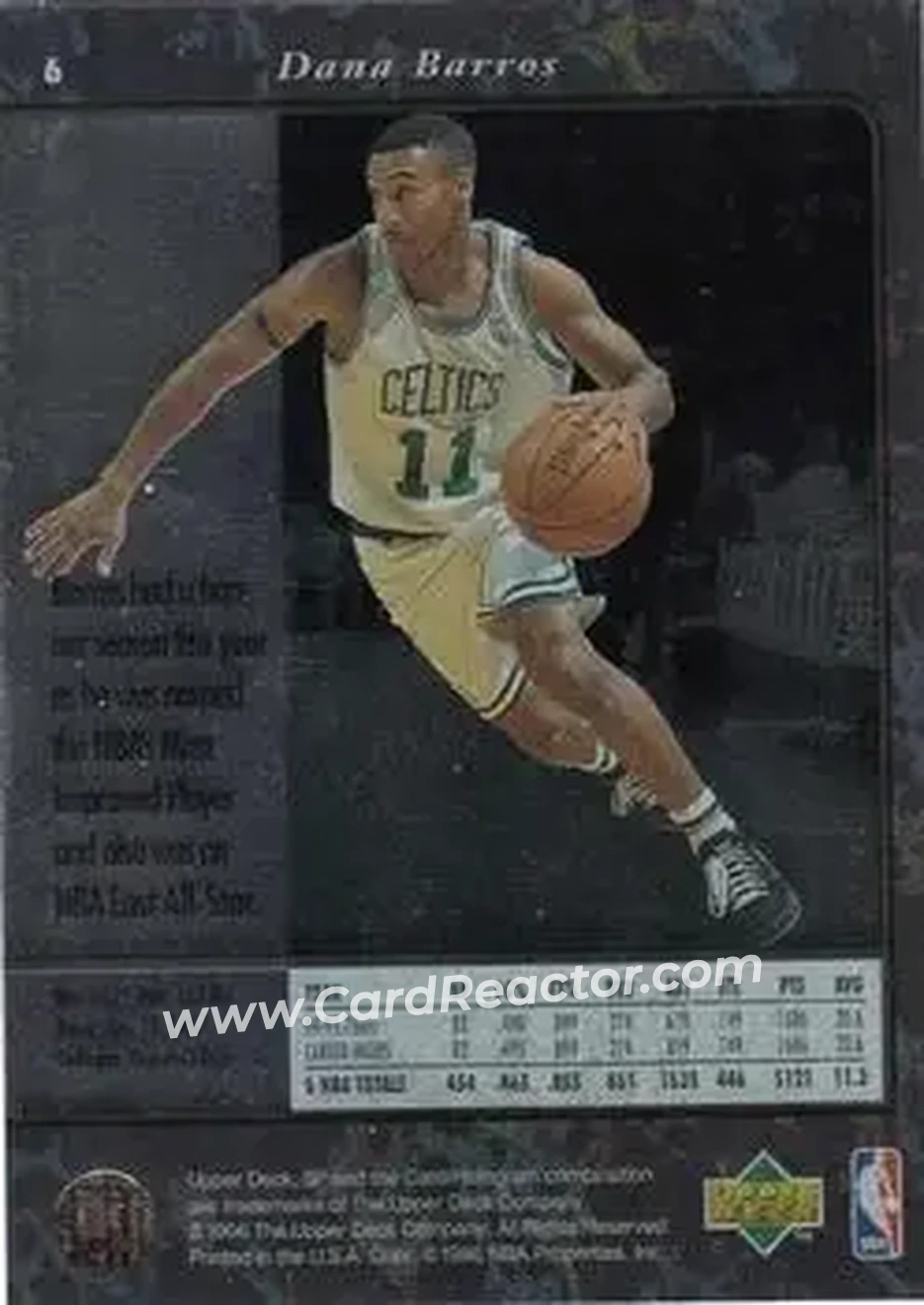 1995-96 SP #6 - Dana Barros - Boston Celtics - Back