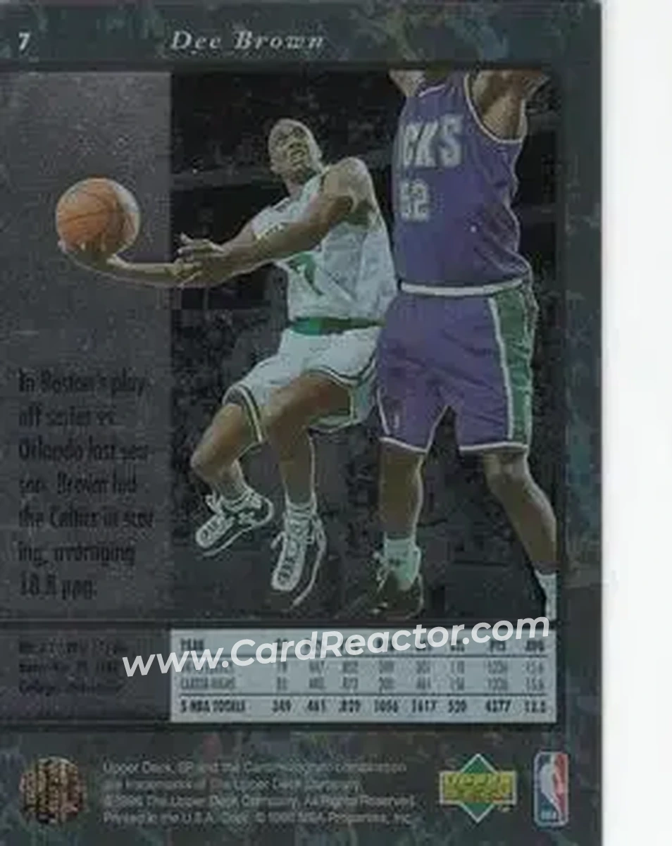1995-96 SP #7 - Dee Brown - Boston Celtics - Back