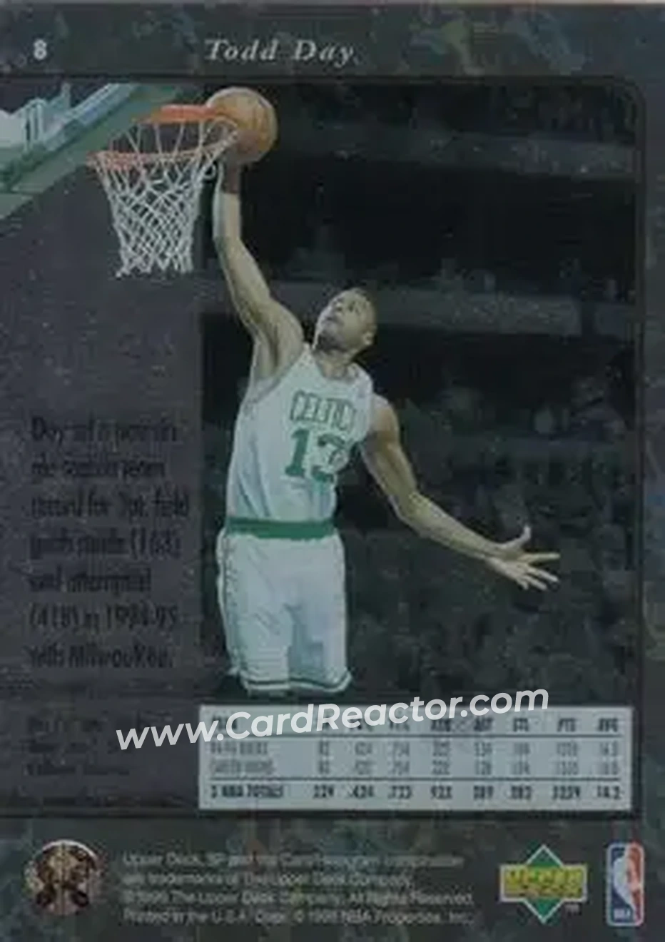1995-96 SP #8 - Todd Day - Boston Celtics - Back