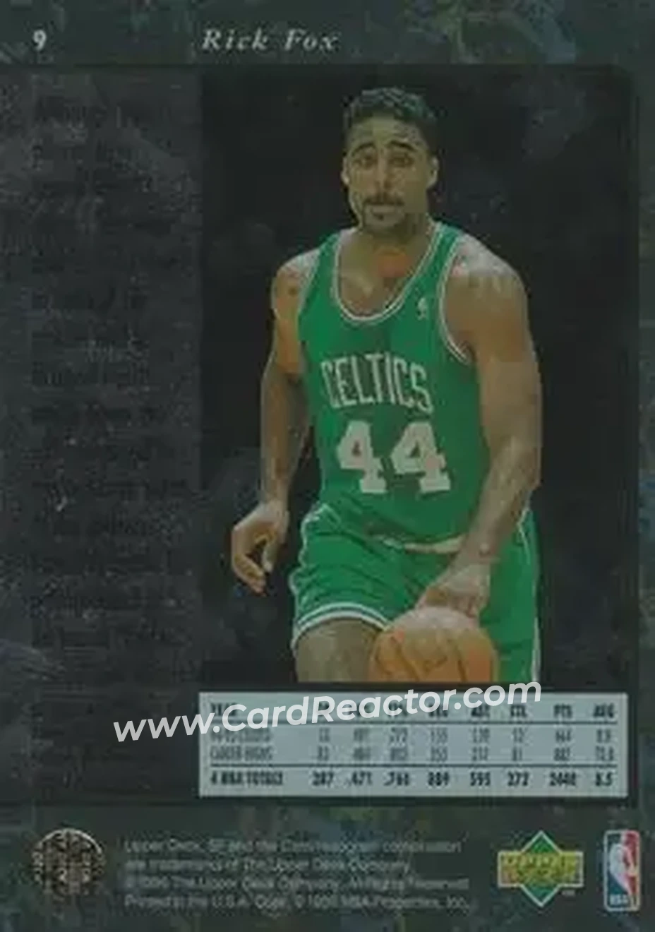 1995-96 SP #9 - Rick Fox - Boston Celtics - Back
