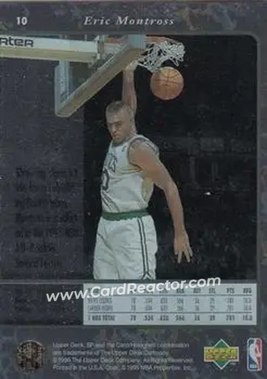 1995-96 SP #10 - Eric Montross - Boston Celtics - Back