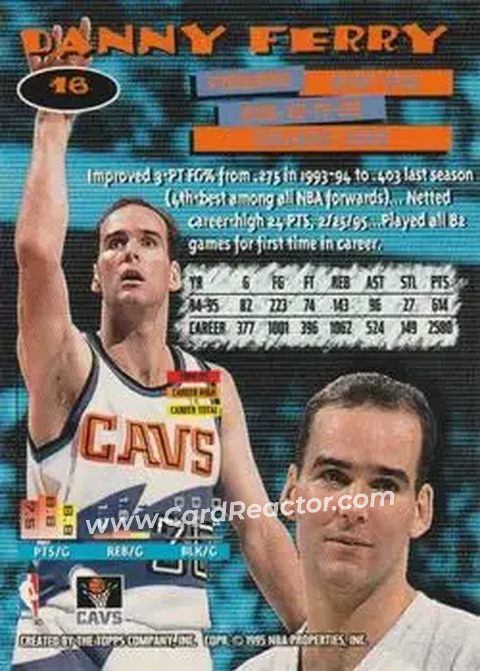 1995-96 Stadium Club #16 - Danny Ferry - Cleveland Cavaliers - Back