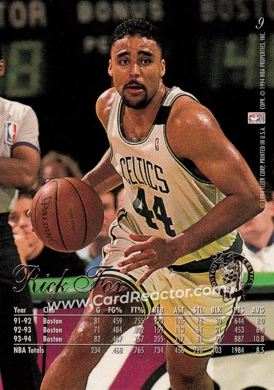 1994-95 Flair #9 - Rick Fox - Boston Celtics - Back