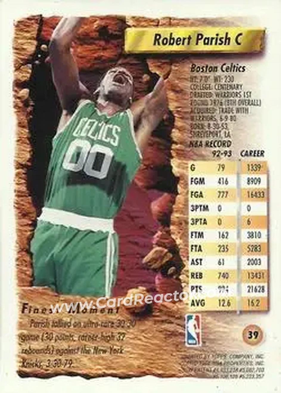 1993-94 Finest #39 - Robert Parish - Boston Celtics - Back