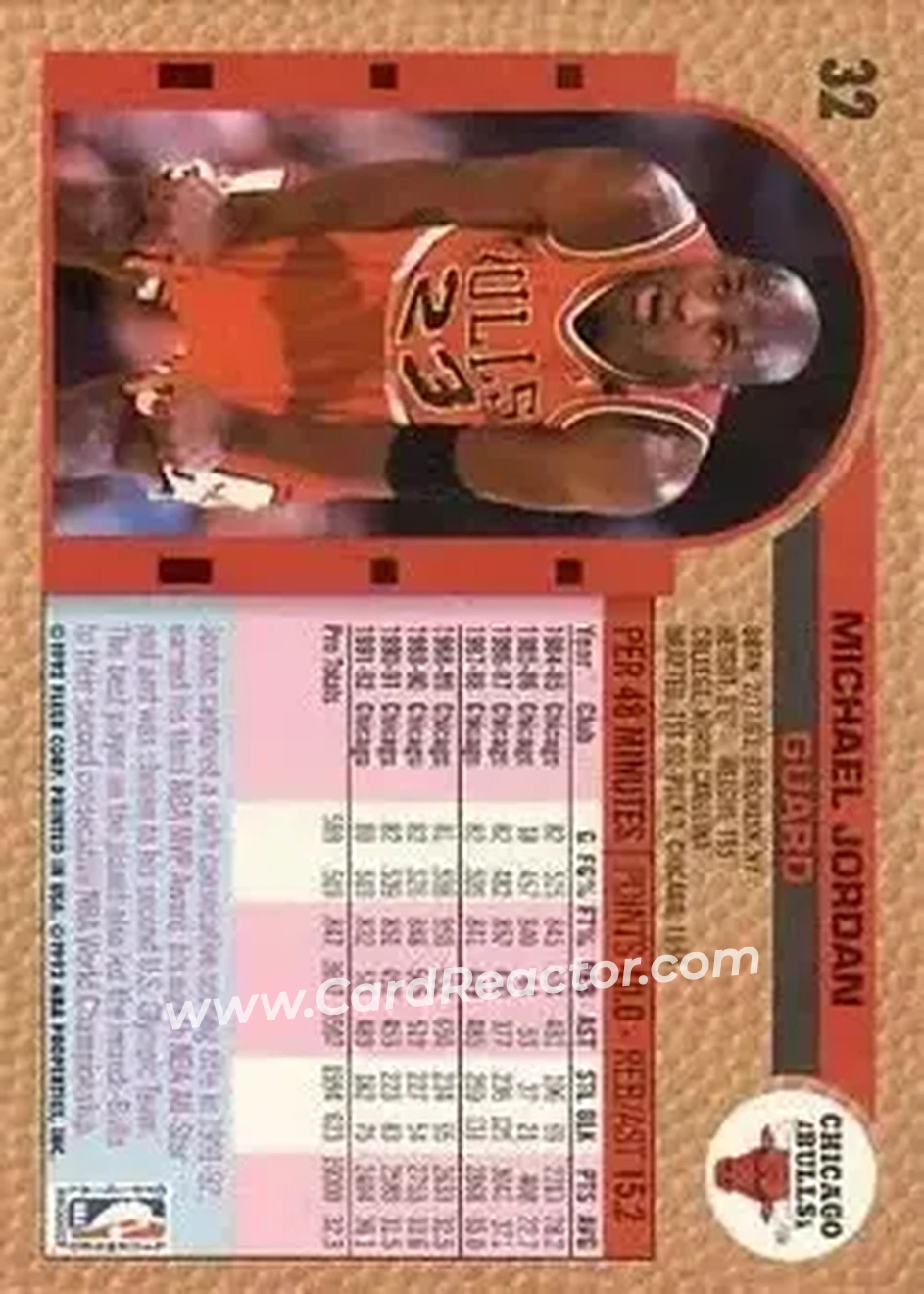 1992-93 Fleer #32 - Michael Jordan - Chicago Bulls - Back 1992-93 Fleer #32 - Michael Jordan - Chicago Bulls - Back