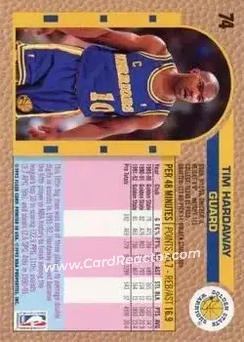 1992-93 Fleer #74 - Tim Hardaway - Golden State Warriors - Back