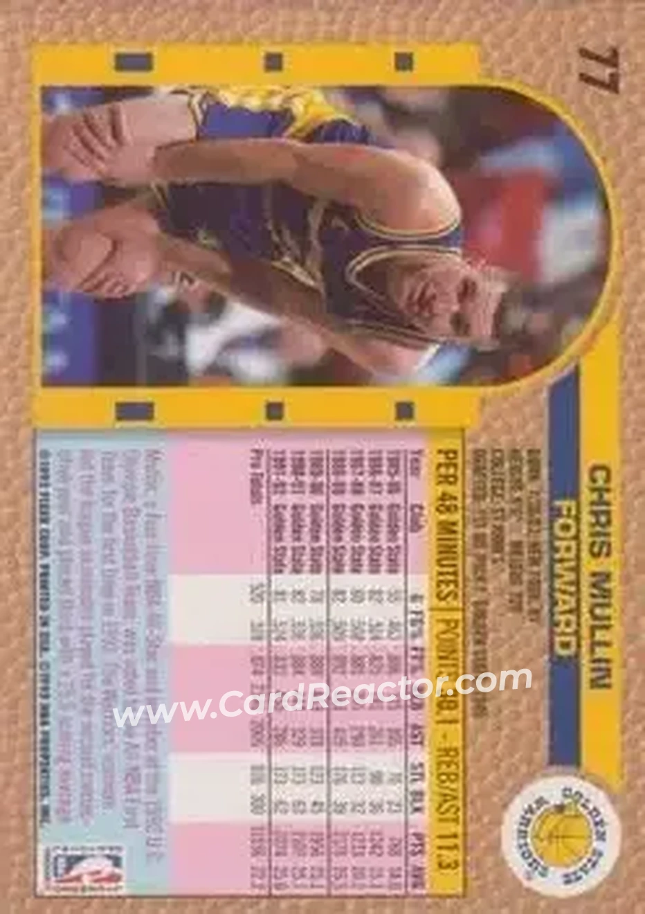 1992-93 Fleer #77 - Chris Mullin - Golden State Warriors - Back