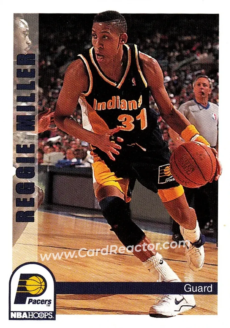 1992-93 Hoops #92 - Reggie Miller - Indiana Pacers - Front
