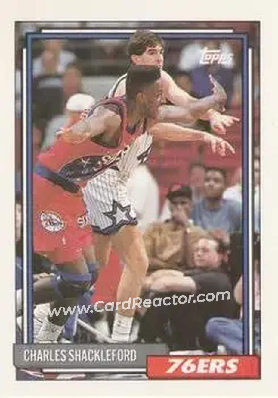 1992-93 Topps #34 - Charles Shackleford - Philadelphia 76ers - Front