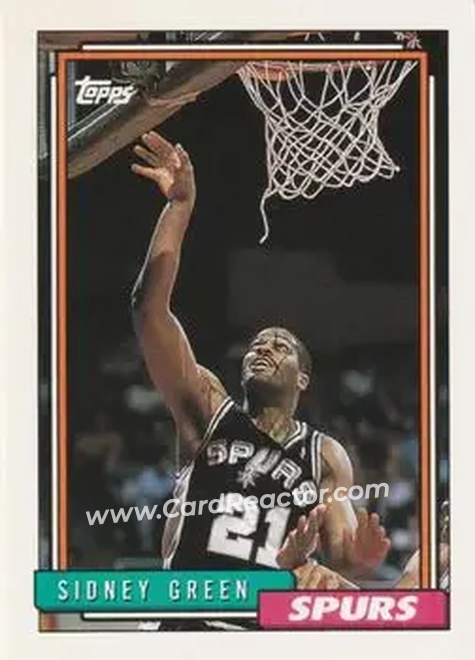 1992-93 Topps #52 - Sidney Green - San Antonio Spurs - Front