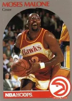 1991 Hoops 100 Superstars #1 - Moses Malone - Atlanta Hawks
