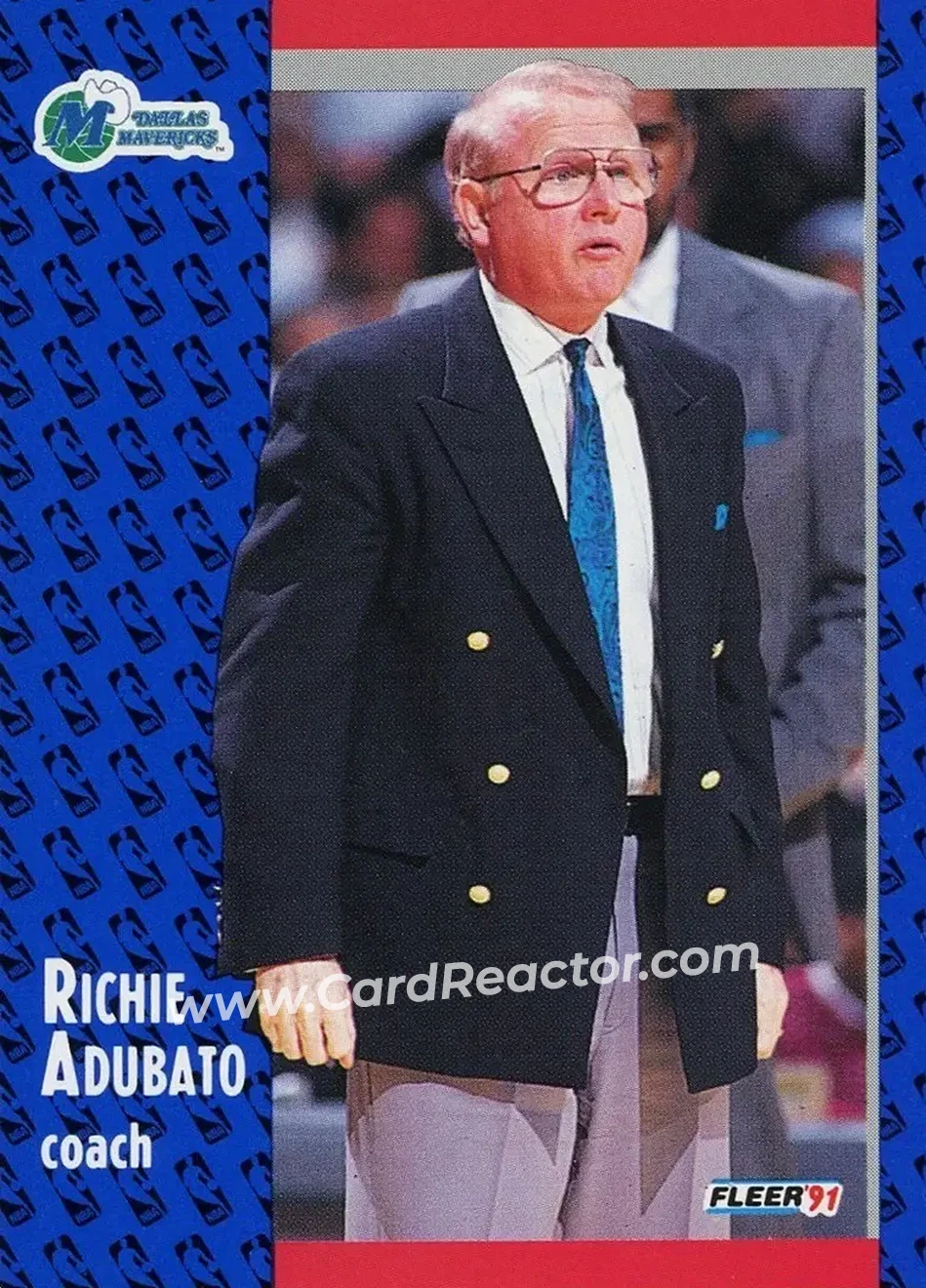 1991-92 Fleer #42 - Richie Adubato - Dallas Mavericks - Front
