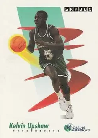 1991-92 SkyBox #64 - Kelvin Upshaw - Dallas Mavericks