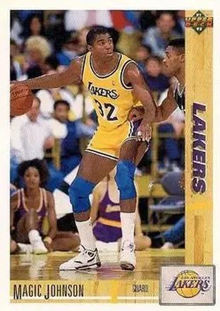 1991-92 Upper Deck #1991 - Larry Johnson & Magic Johnson - Charlotte Hornets, Los Angeles Lakers
