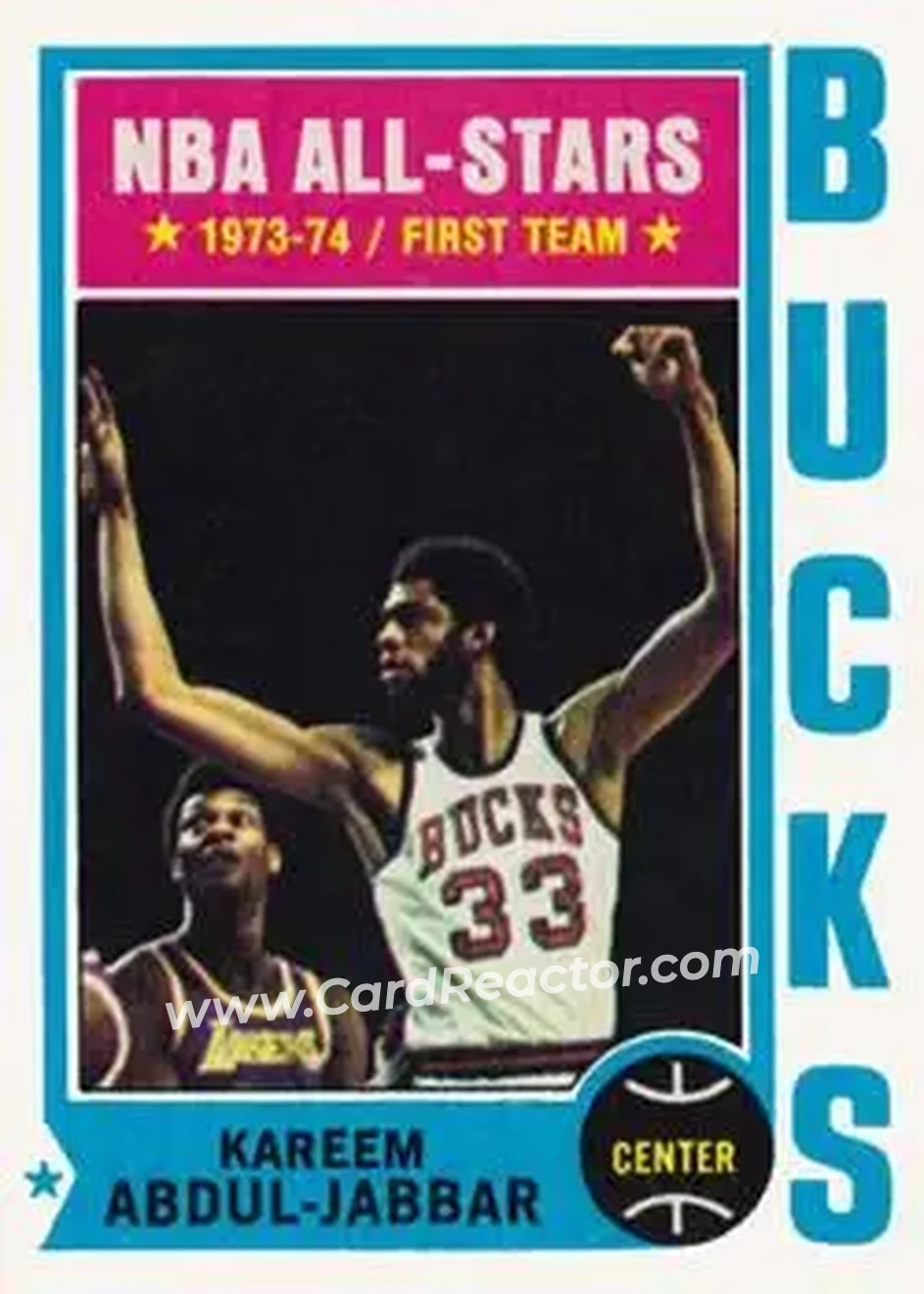 1974-75 Topps #1 - Kareem Abdul-Jabbar - Milwaukee Bucks - Front