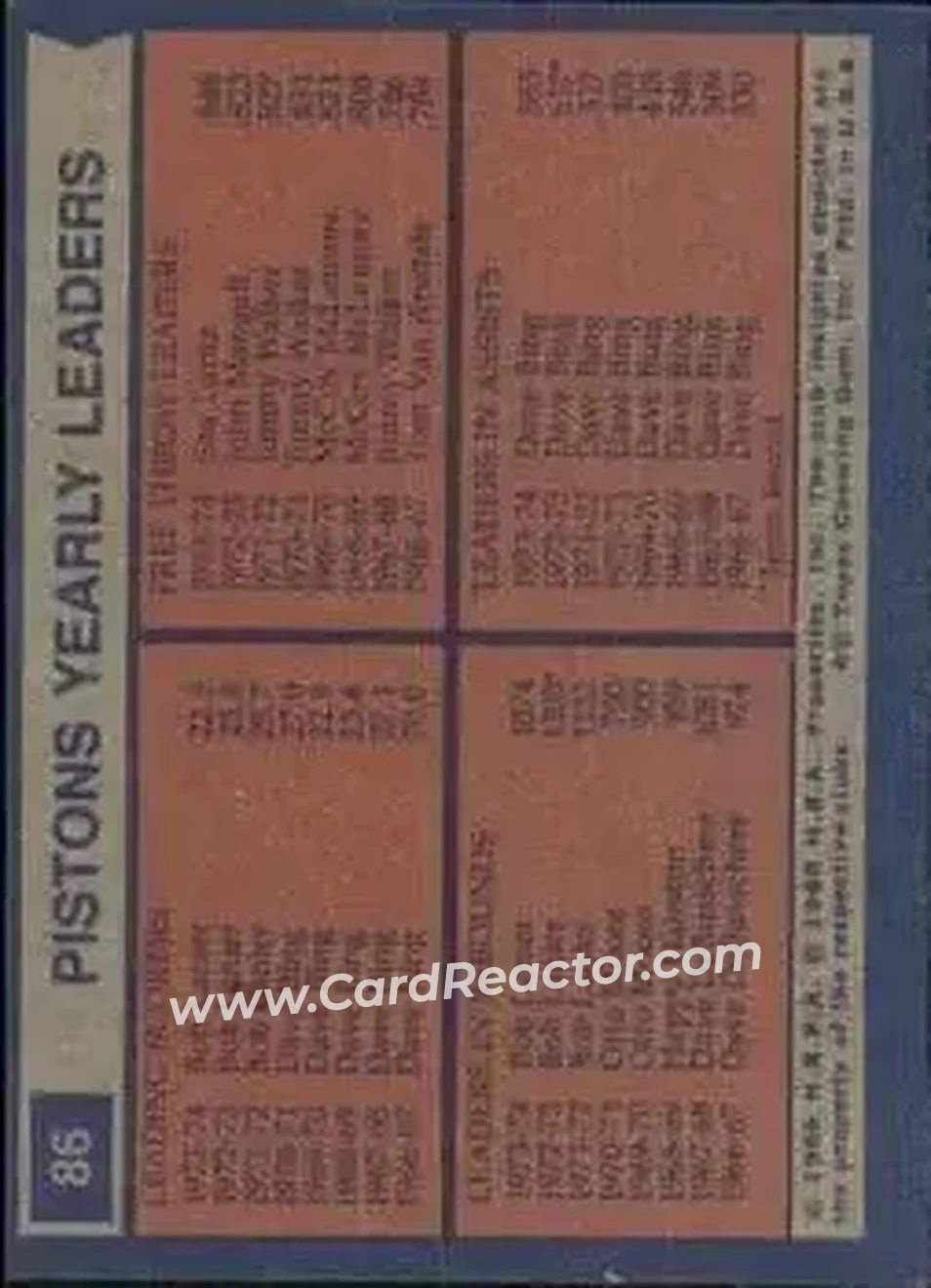 1974-75 Topps #86 - Card #86 - Detroit Pistons - Back