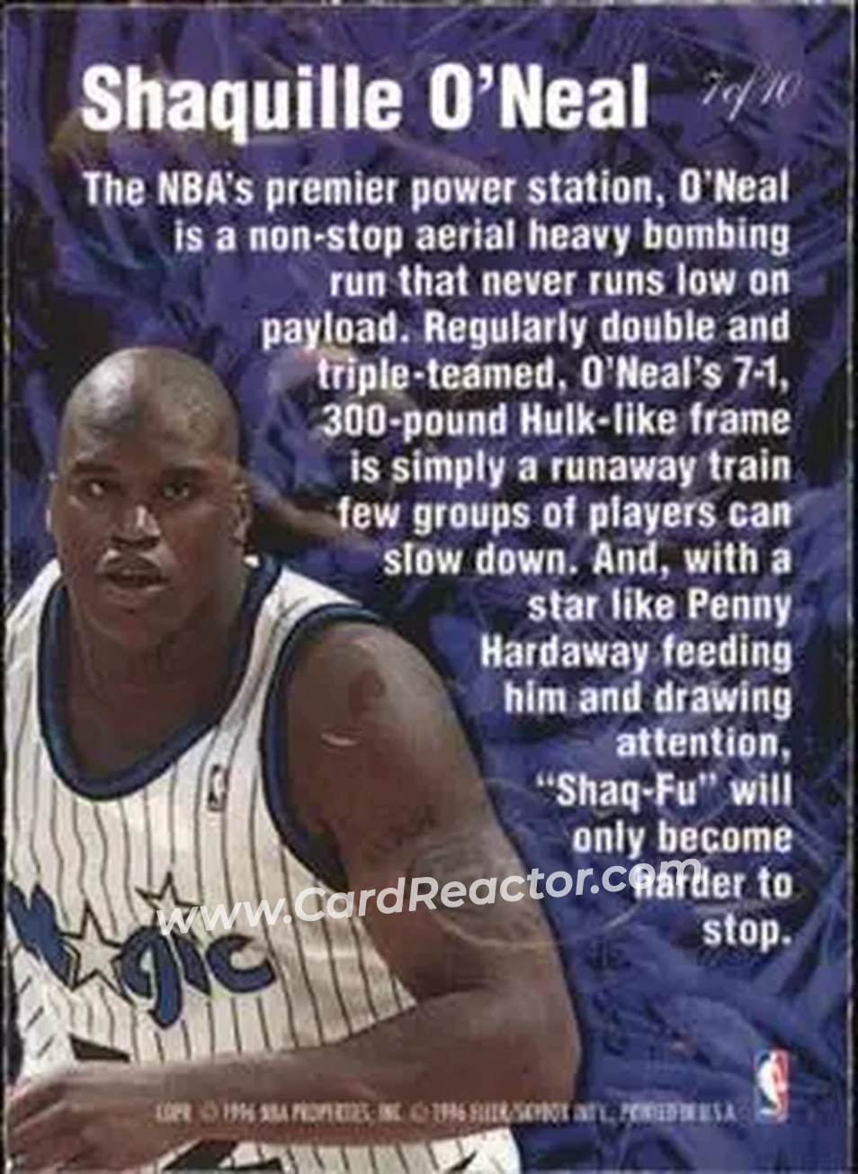 1995-96 Flair - Anticipation #7 - Shaquille O'Neal - Orlando Magic - Back
