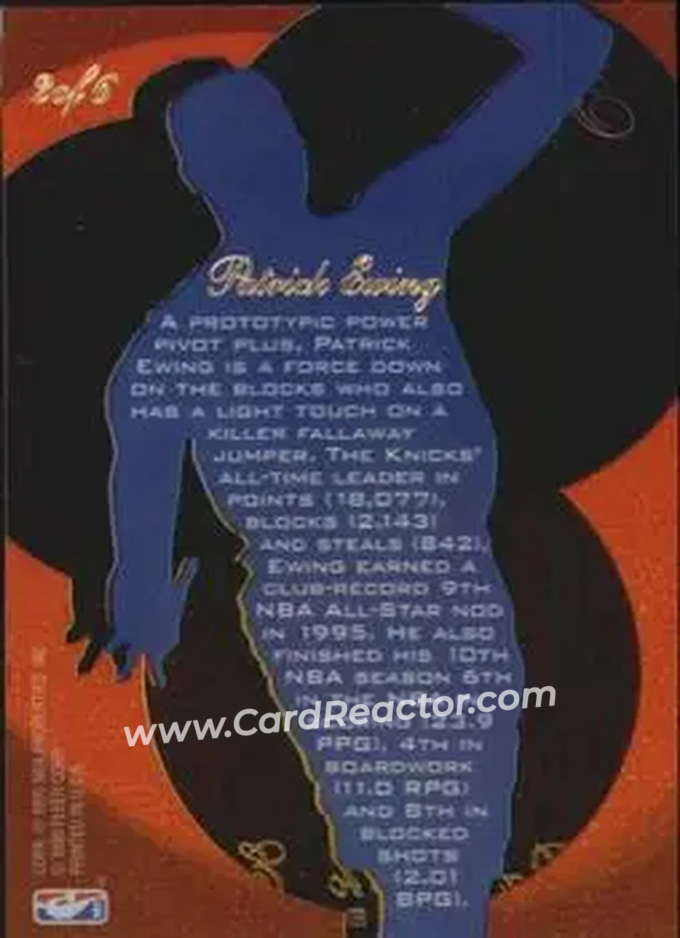 1995-96 Flair - Center Spotlight #2 - Patrick Ewing - New York Knicks - Back
