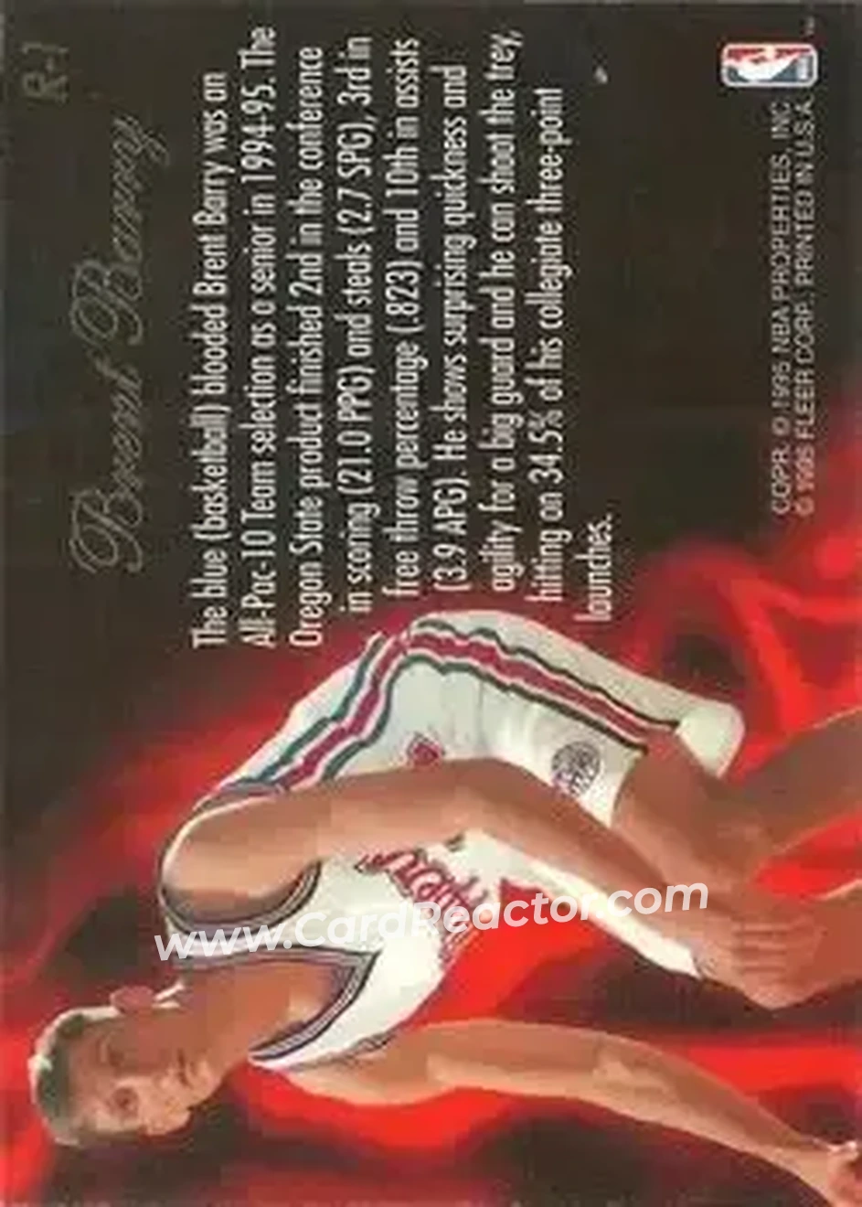 1995-96 Flair - Class of '95 #R-1 - Brent Barry - Los Angeles Clippers - Back