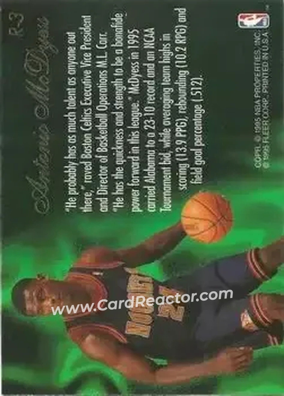 1995-96 Flair - Class of '95 #R-3 - Antonio McDyess - Denver Nuggets - Back