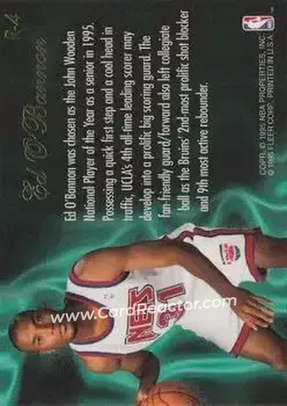 1995-96 Flair - Class of '95 #R-4 - Ed O'Bannon - New Jersey Nets - Back