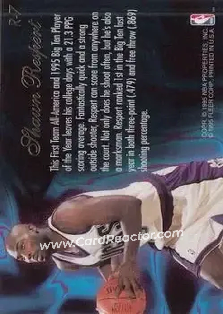 1995-96 Flair - Class of '95 #R-7 - Shawn Respert - Milwaukee Bucks - Back