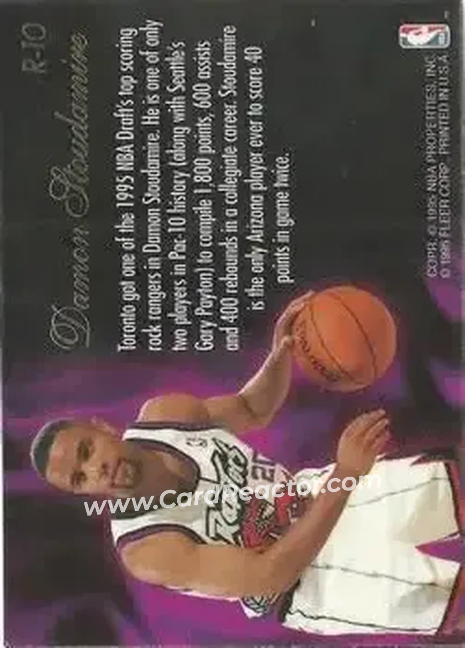 1995-96 Flair - Class of '95 #R-10 - Damon Stoudamire - Toronto Raptors - Back
