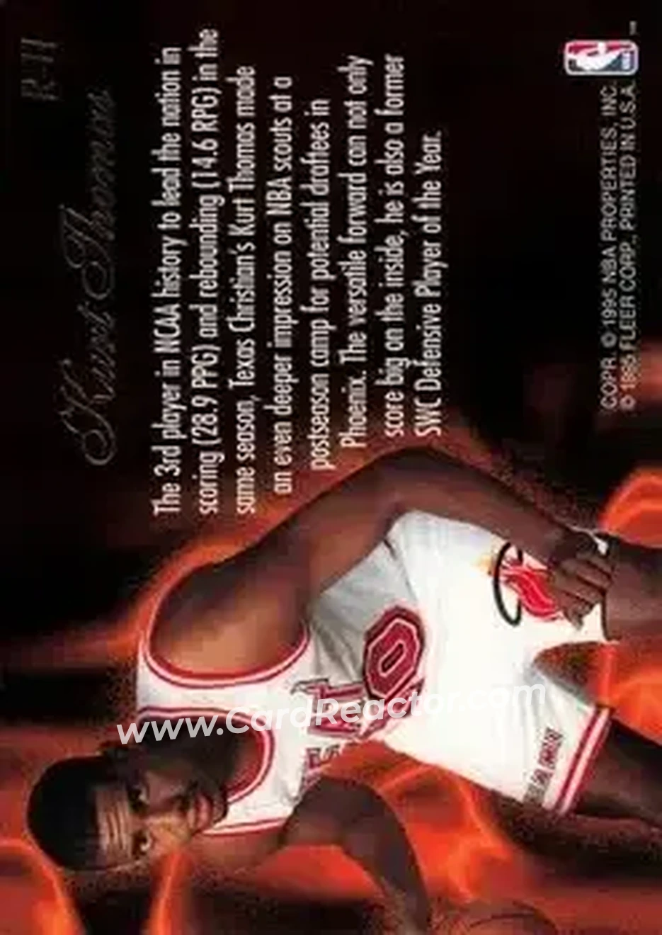 1995-96 Flair - Class of '95 #R-11 - Kurt Thomas - Miami Heat - Back