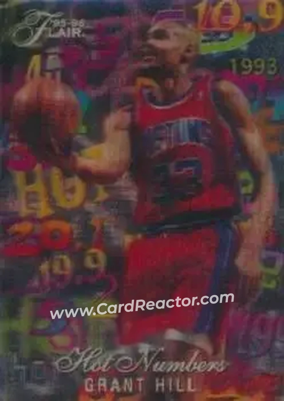 1995-96 Flair - Hot Numbers #2 - Grant Hill - Detroit Pistons - Front