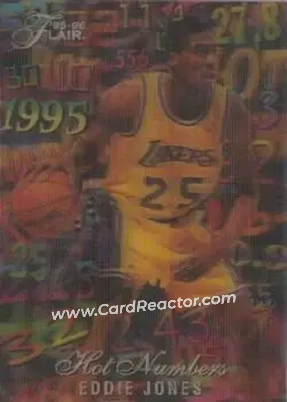 1995-96 Flair - Hot Numbers #3 - Eddie Jones - Los Angeles Lakers - Front