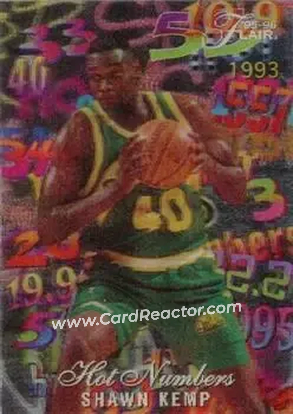 1995-96 Flair - Hot Numbers #5 - Shawn Kemp - Seattle SuperSonics - Front