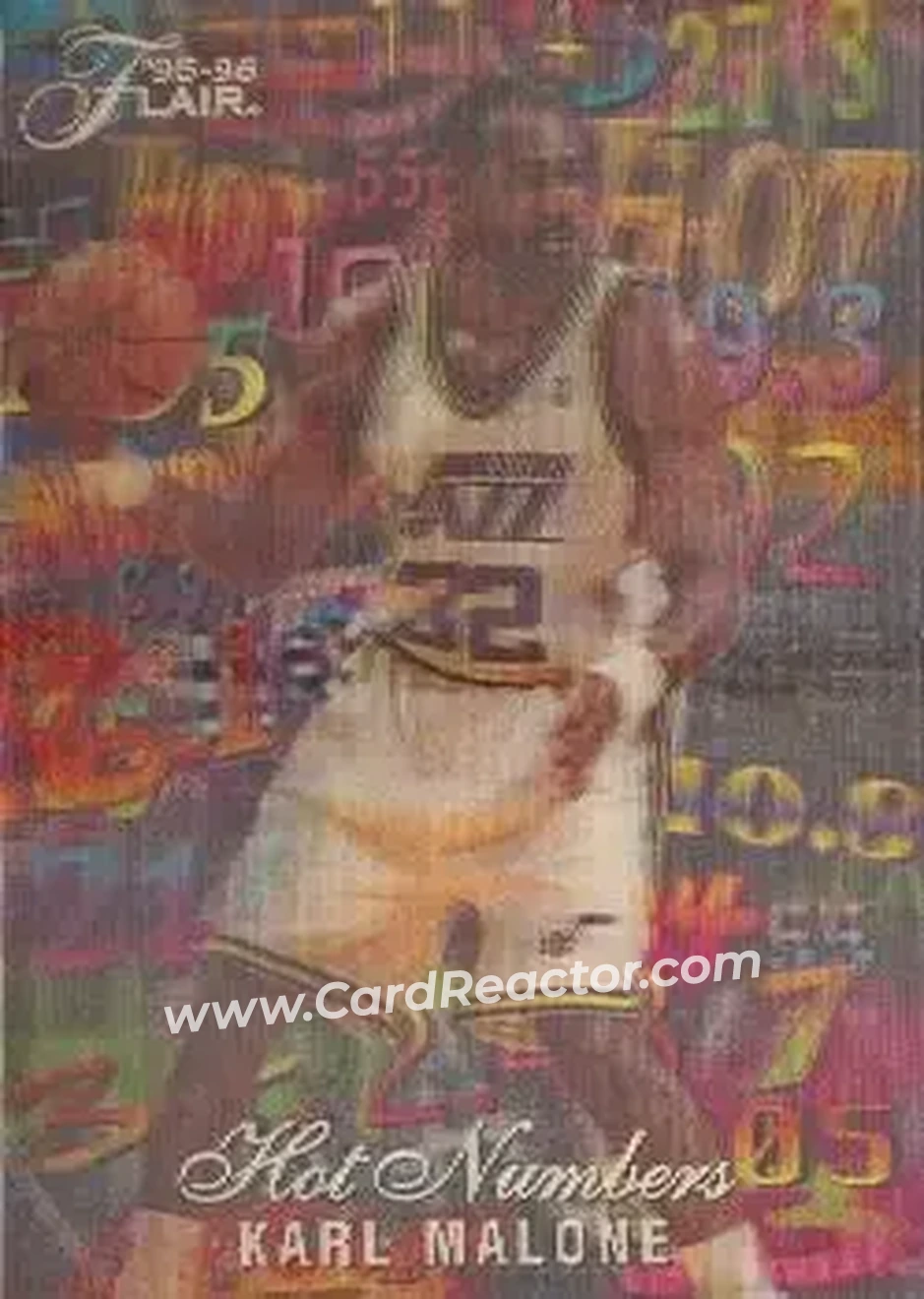 1995-96 Flair - Hot Numbers #7 - Karl Malone - Utah Jazz - Front