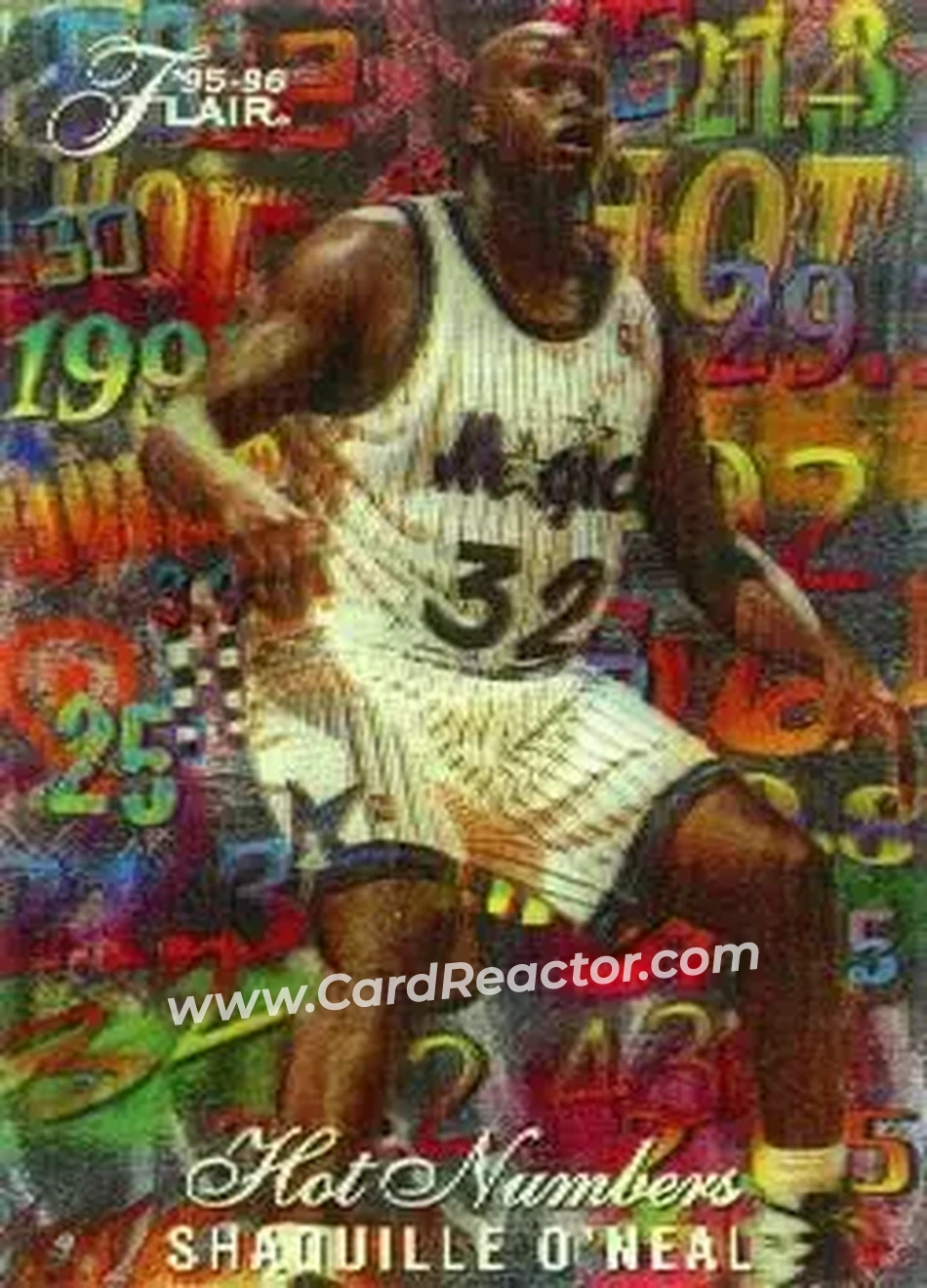 1995-96 Flair - Hot Numbers #11 - Shaquille O'Neal - Orlando Magic - Front